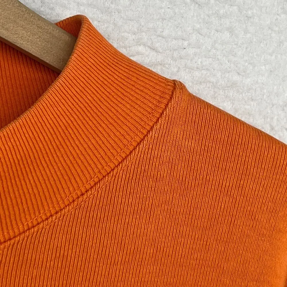 J.CREW Shirt Mens XL OAR Oarsman Ribbed Mock Neck Long Sleeve Cotton Orange VTG